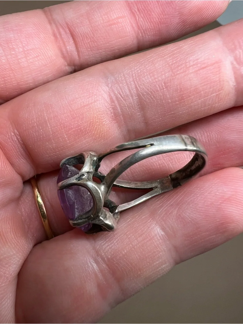 Purple Oval Amethyst Sterling Silver Cocktail Ring
